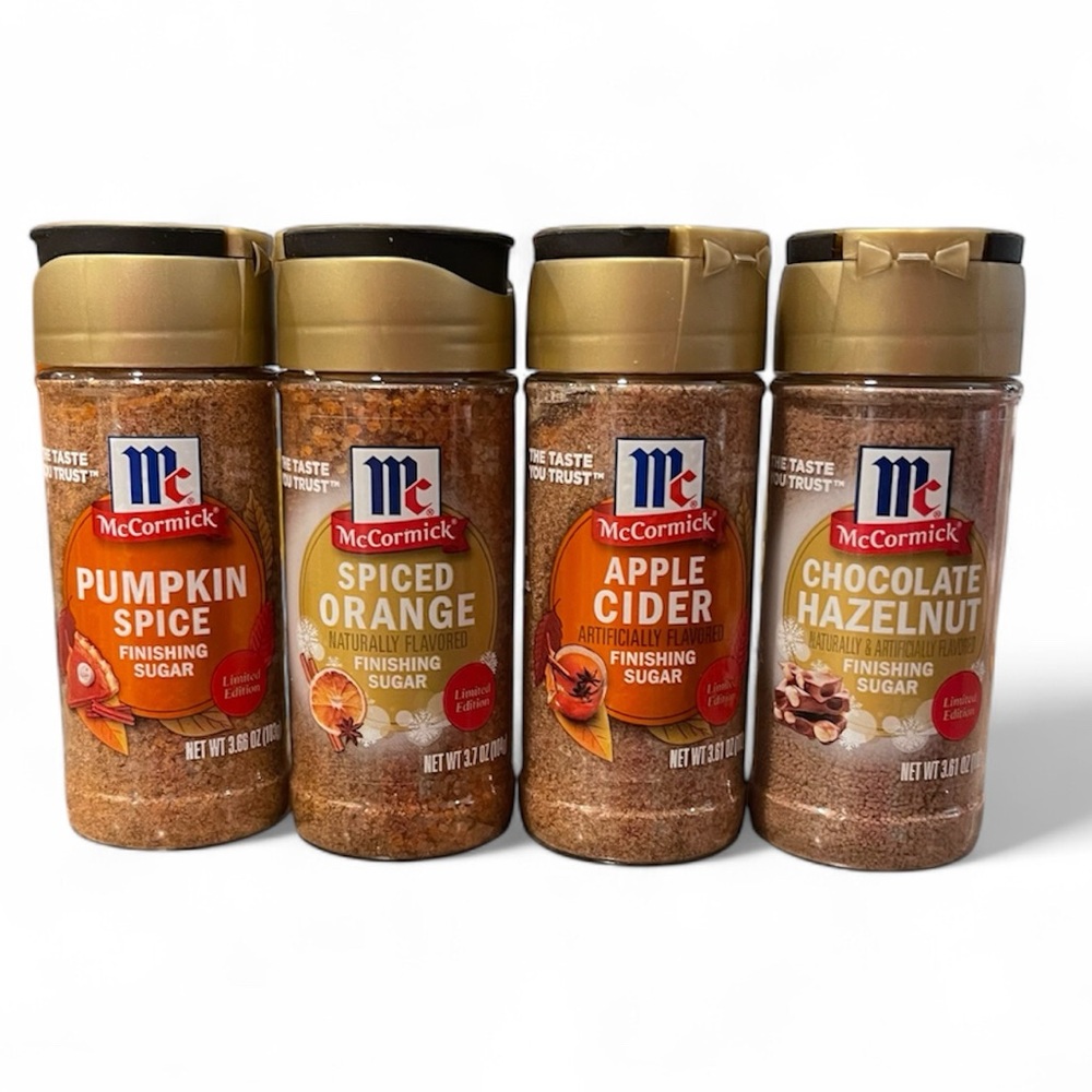 Lot of 4 McCormick Fall Season Limited Edition Finishing Sugars- Great Flavors!